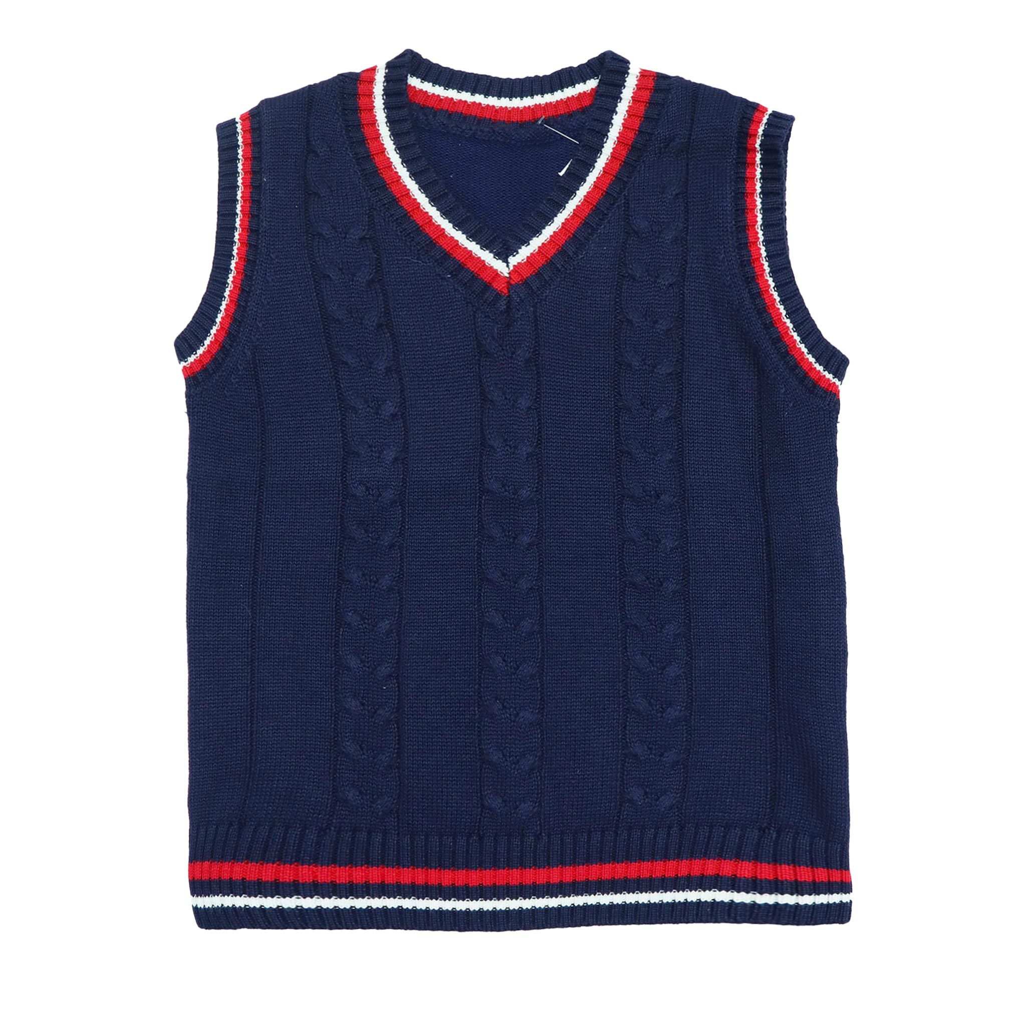 Sweater V-Neck-Sleeveless Navy Blue Color by Little Darling