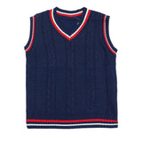 Sweater V-Neck-Sleeveless Navy Blue Color | Little Darling