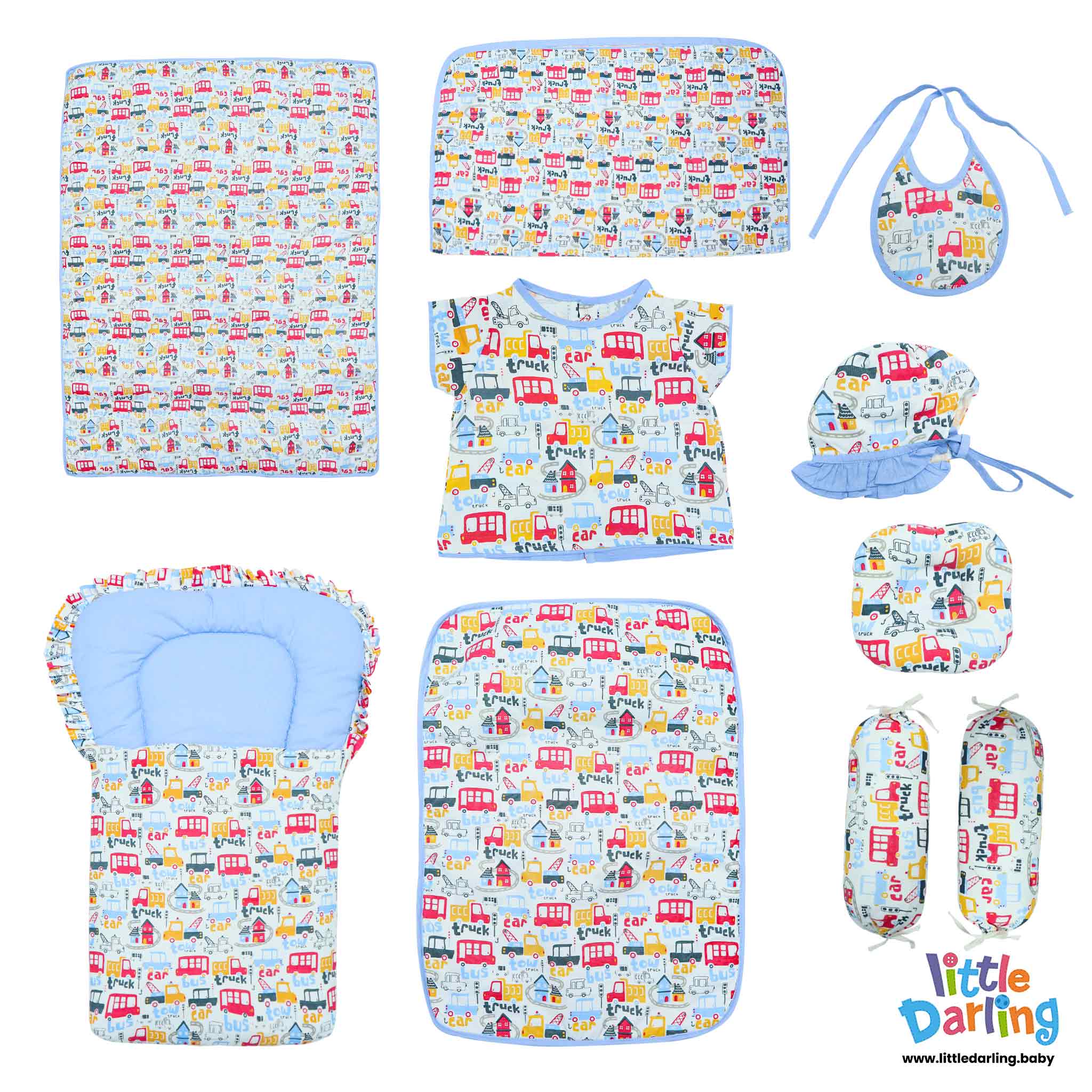 Baby 10 Pcs Gadda Set Truck Car Print Little Darling