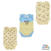 Baby Bodysuit Pk Of 3 Sleeveless Monkey & Cloud | Little Darling Price in Pakistan