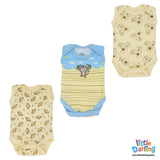 Baby Bodysuit Pk Of 3 Sleeveless Monkey & Cloud | Little Darling