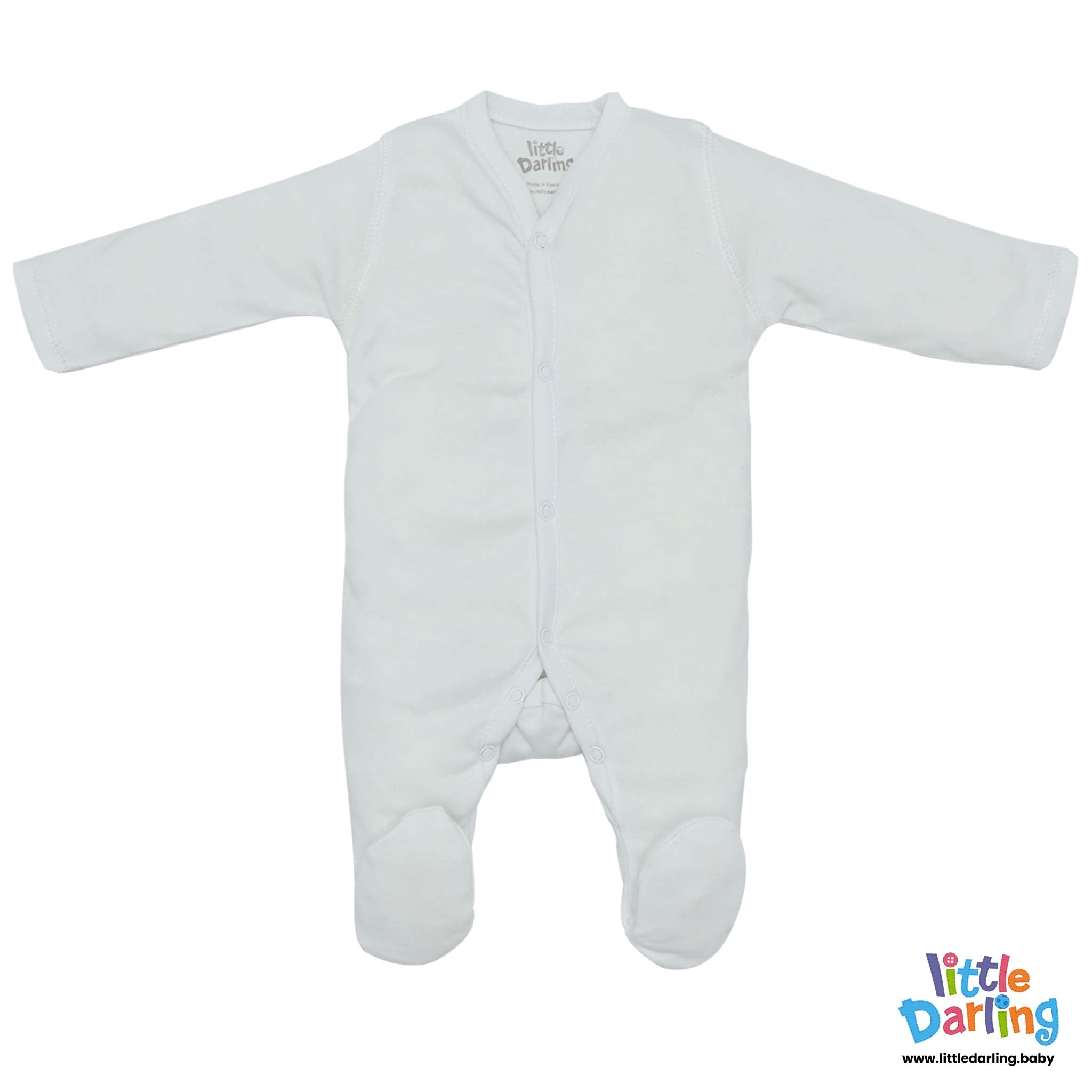 Baby Sleepsuit White Color by Little Darling
