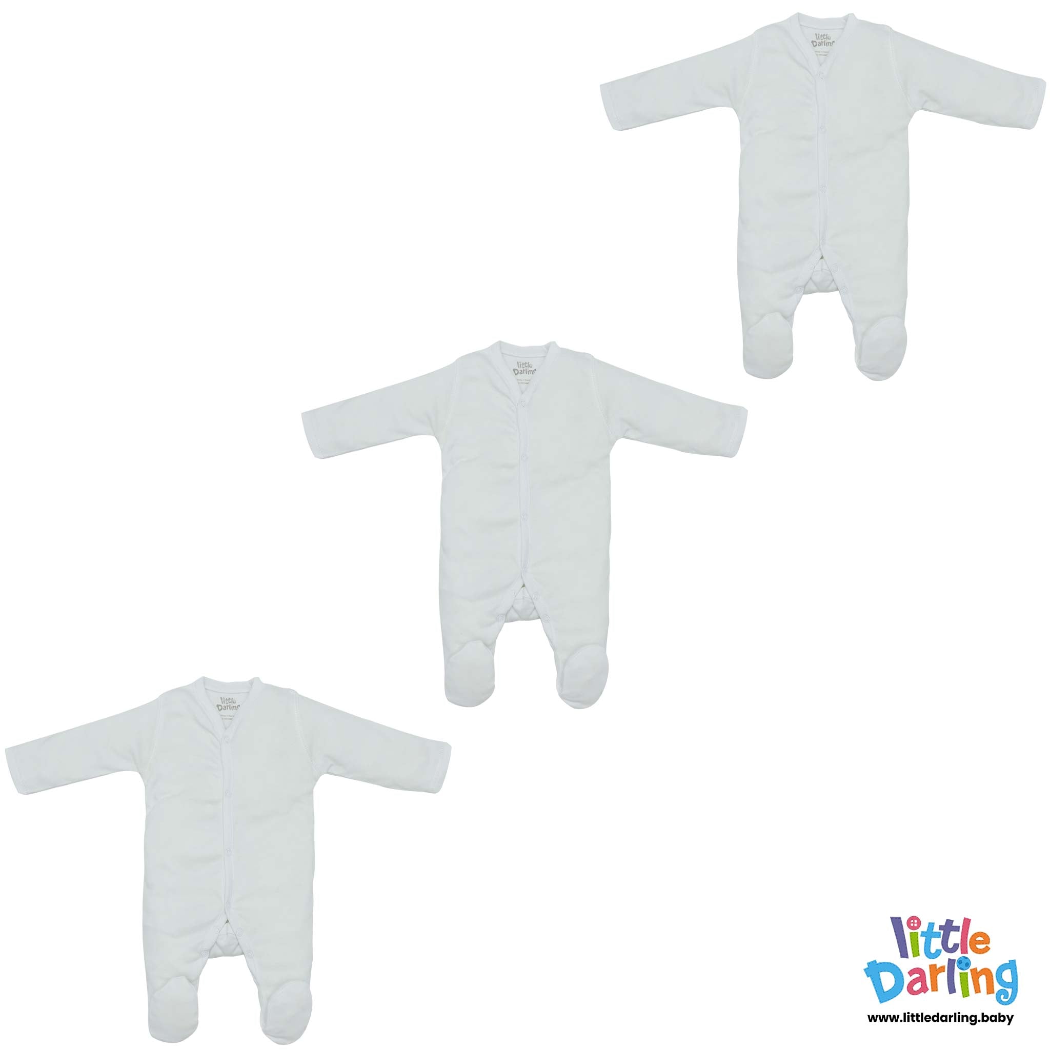 Baby Sleepsuit White Color by Little Darling