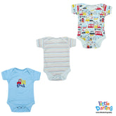 Baby Bodysuit Pk Of 3 Half Sleeve Truck & Car | Little Darling