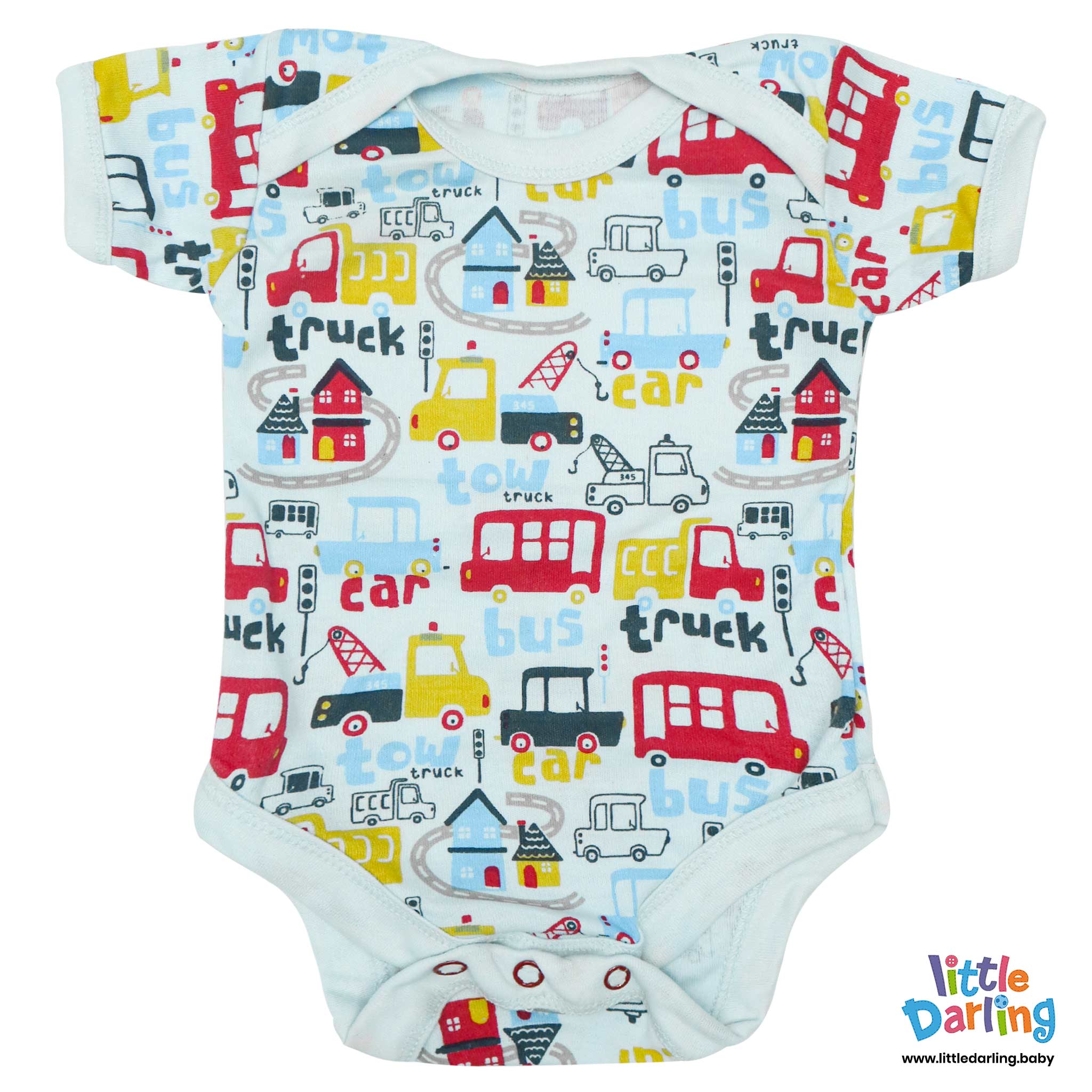 Baby Bodysuit Pk Of 3 Half Sleeve Truck & Car by Little Darling