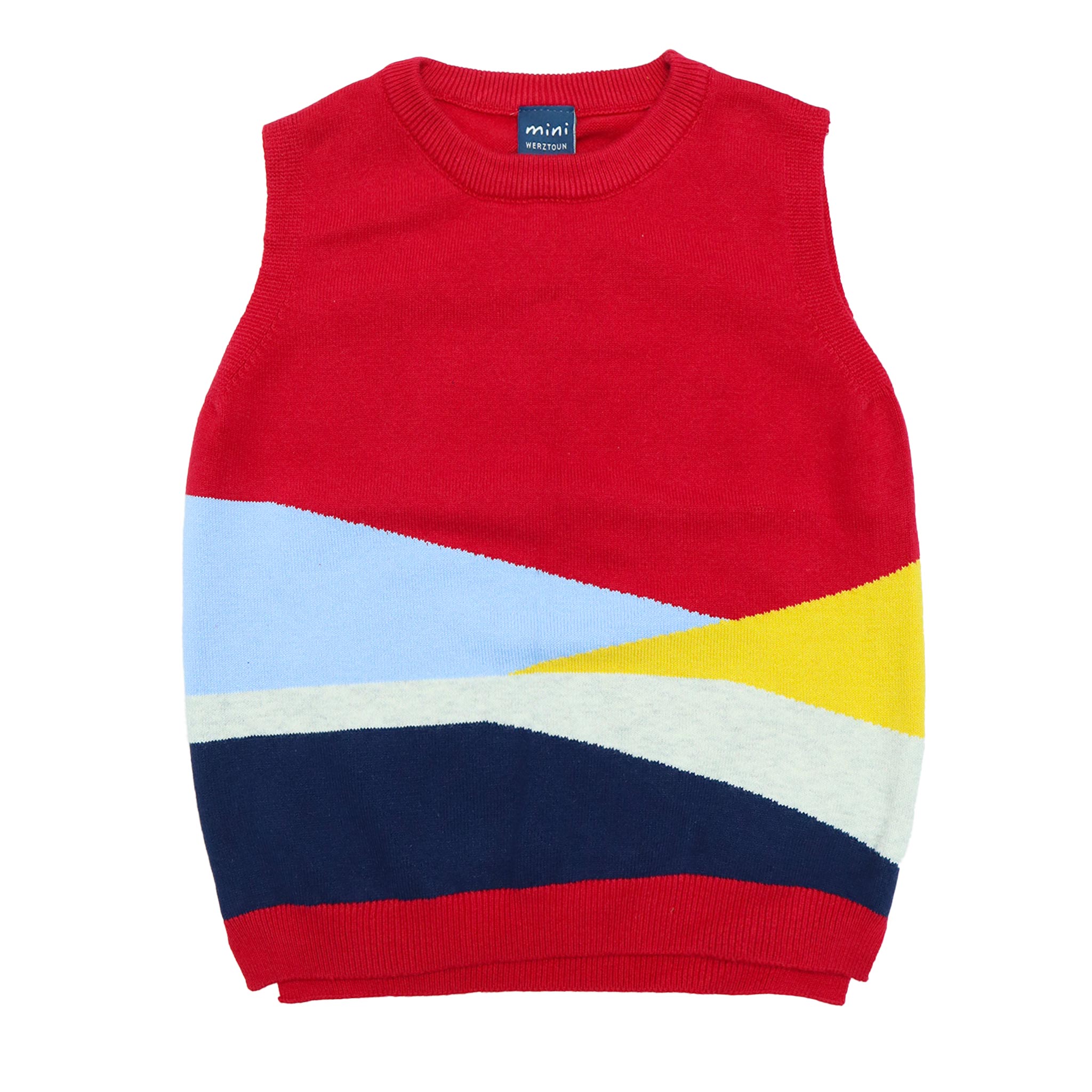 Sweater Round Neck Sleeveless Red Color by Little Darling