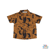 Stylish Boys Mustard Printed Shirt and Shorts Set