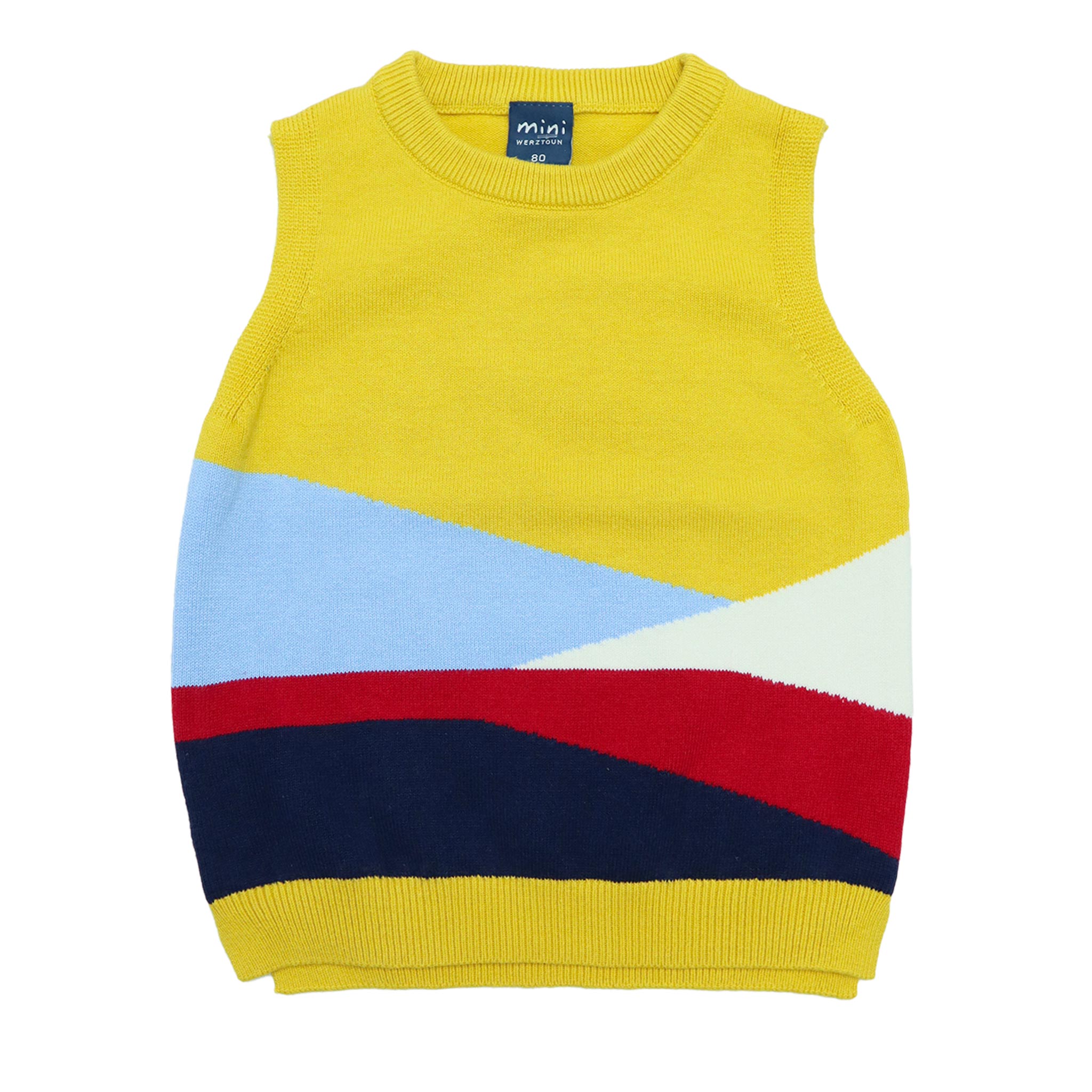 Sweater Round Neck Sleeveless Yellow Color by Little Darling
