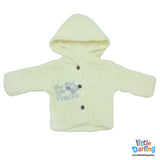 Hooded Woolen Jacket Our Little Princess Embroidery Off White Color | Little Darling