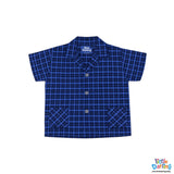 Boys Blue Check Shirt & Shorts Set