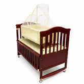 Wooden Baby Crib with Cradle Mattress & Mosquito Net