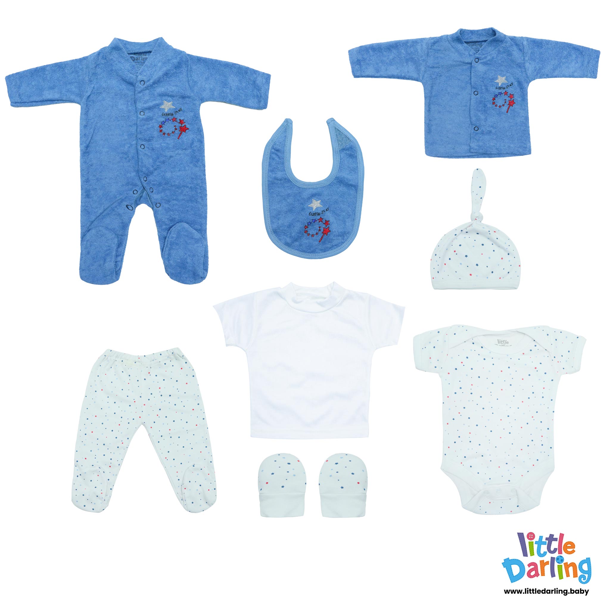 8 Pcs Gift Set Star Embroidery Blue Color by Little Darling