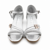 Girls Gold Glitter Strap Party Sandals with Low Heel