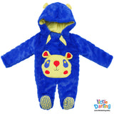 Hooded Fleece Romper Animal Character Blue Color | Little Darling