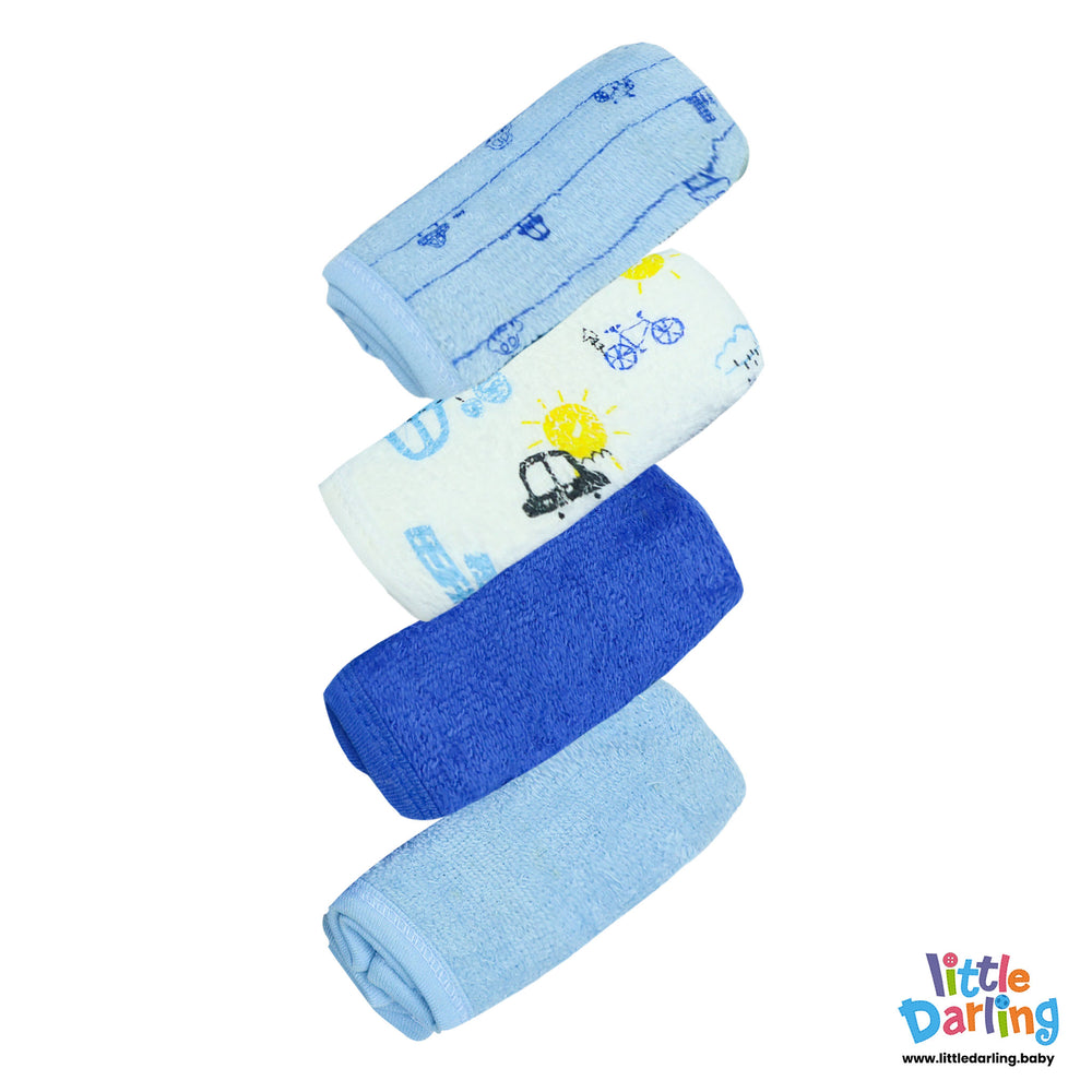 Baby Wash Clothes PK of 4 Shocking Blue Color By Little Darling