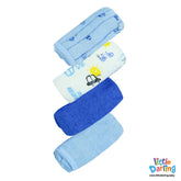 Baby Wash Clothes PK of 4 Shocking Blue Color By Little Darling