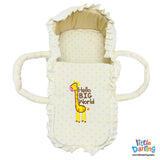 Moses Basket Hello Big World Embroidery Yellow Color | Little Darling