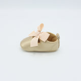 Baby Shoes Gold Color with Pink Bow