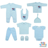 8 Pcs Gift Set Cars Embroidery Sky Blue Color | Little Darling