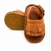 Kids Fringe Strap Sandals Brown