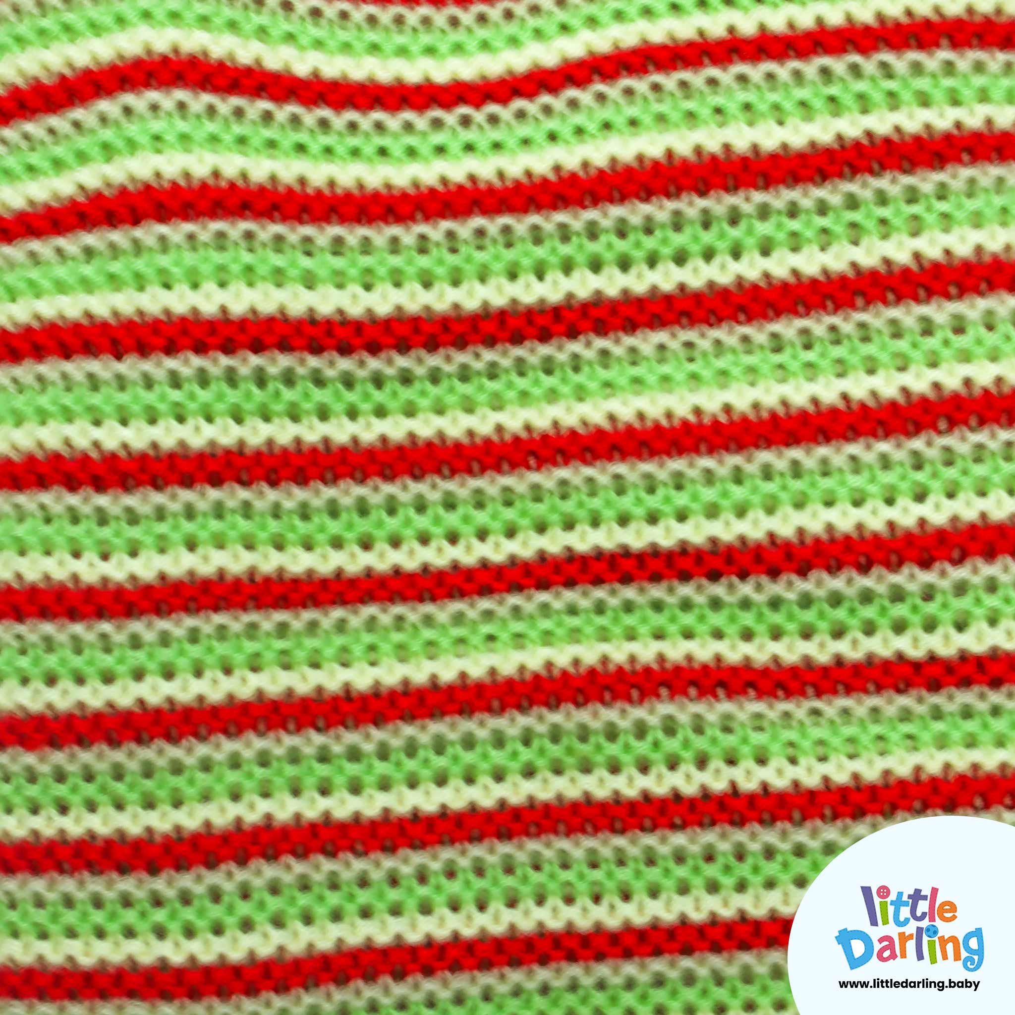 Baby Woolen Wrapper Green & Red Stripes by Little Darling