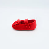Red Velvet Baby Shoes With Bow
