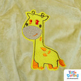 Hooded Velour Romper with Giraffe Embroidery Cream Color | Little Darling