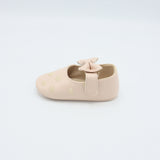 Baby Shoes With Gold Hearts & Pink Bow