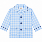 Kids Blue Checkered Full Sleeve Night Suit