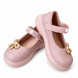 Girls Glitter Bow Mary Jane Shoes Pink