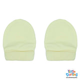 Baby Mittens Pair Pk of 2 Monkey & Cloud Lemon Color | Little Darling