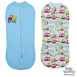 Baby Swaddle Pk of 2 Truck & Car Sky Blue Color | Little Darling