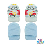 Baby Mittens Pair Pk Of 2 Truck & Car Sky Blue Color | Little Darling