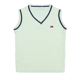 Sweater V-Neck-Sleeveless White Color | Little Darling