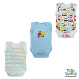 Baby Bodysuit Pk Of 3 Sleeveless Truck & Car | Little Darling