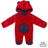 Hooded Fleece Romper Red Color | Little Darling