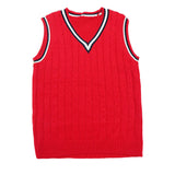 Sweater V-Neck-Sleeveless Red Color | Little Darling