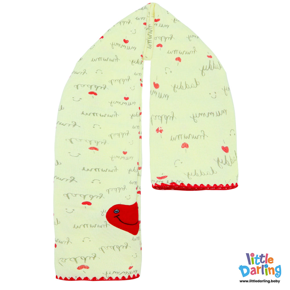 Baby Woolen Wrapper Mummy Daddy Print Cream Color By Little Darling