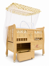 Wooden Baby Cot with Bassinet Storage & Mosquito Net