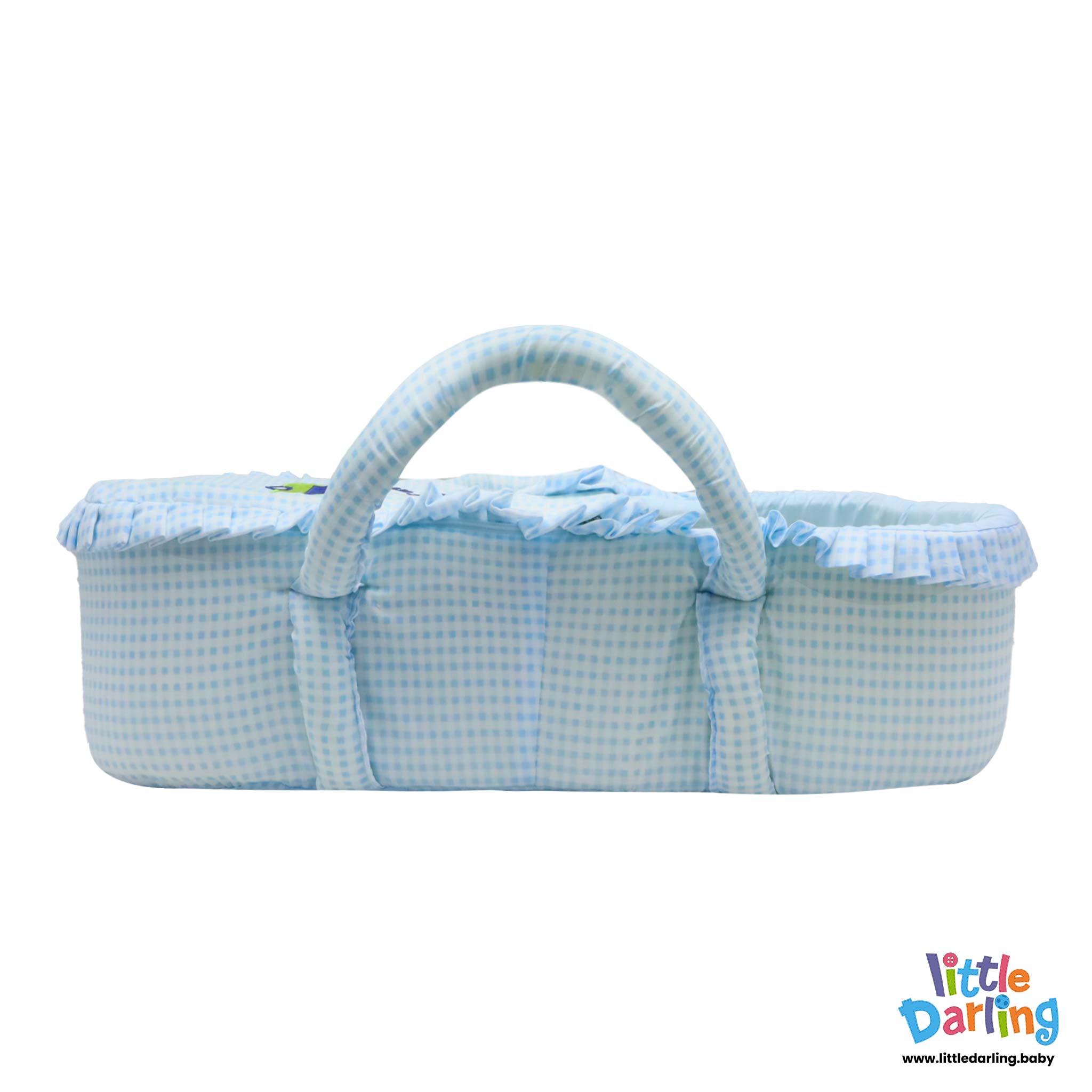 Infant Moses Basket Car Embroidery Sky Blue by Little Darling