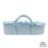 Infant Moses Basket Car Embroidery Sky Blue | Little Darling