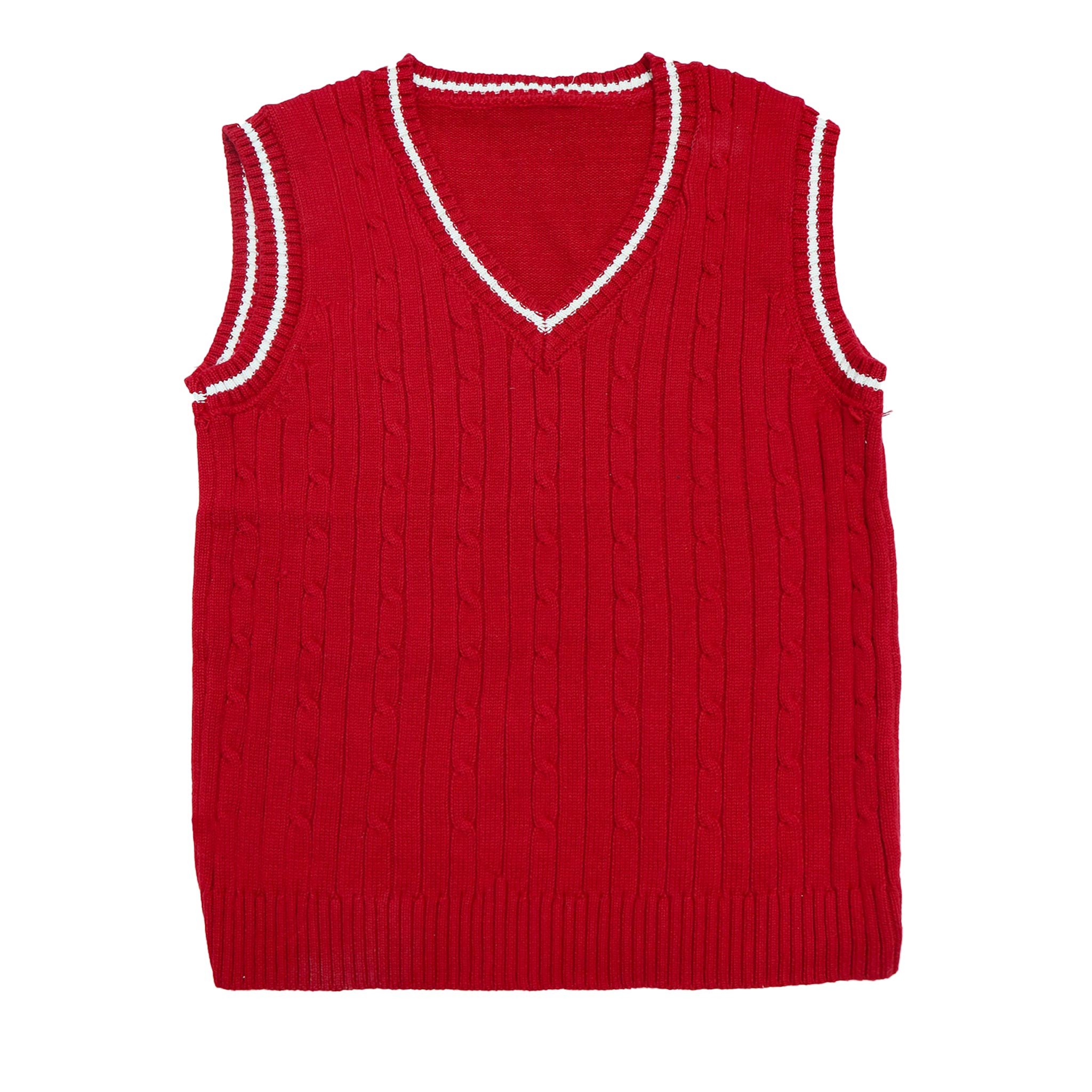 Sweater V-Neck-Sleeveless Red Color by Little Darling