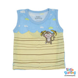 Baby Sando Suit Monkey & Cloud Sky Blue Color | Little Darling