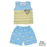 Baby Sando Suit Monkey & Cloud Sky Blue Color | Little Darling