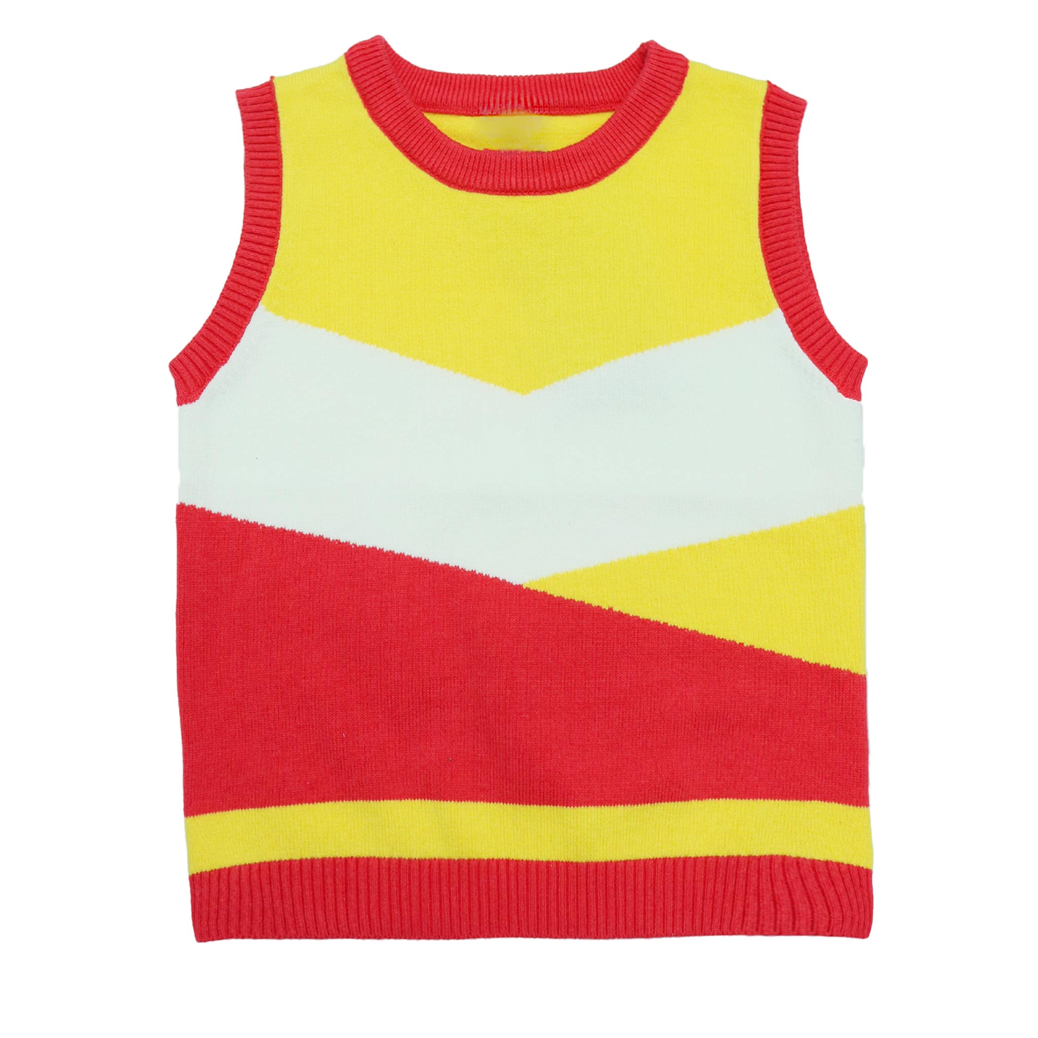 Sweater Round Neck Sleeveless Red Color by Little Darling