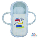 Infant Moses Basket Car Embroidery Sky Blue | Little Darling