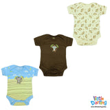Baby Bodysuit Short Sleeves Pk Of 3 Monkey & Cloud | Little Darling
