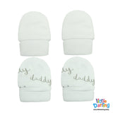 Baby Mittens Pair Pk Of 2 I Love Mummy Daddy Print | Little Darling