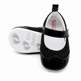 Baby Girls Black Glitter Mary Jane Soft Sole Prewalker Shoes