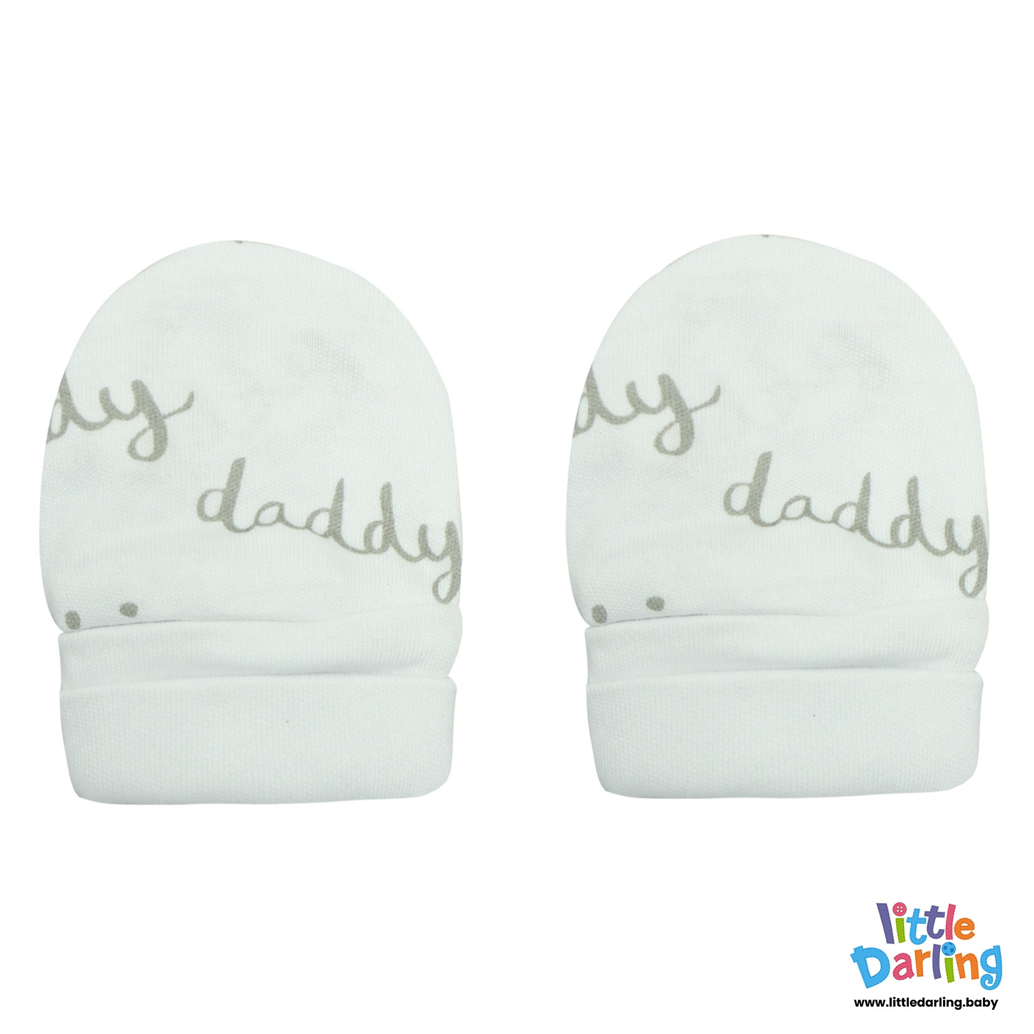 Baby Mittens Pair Pk Of 2 I Love Mummy Daddy Print by Little Darling